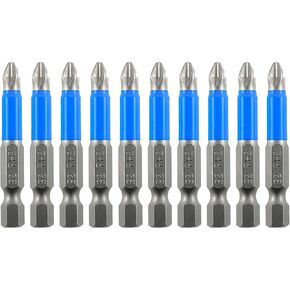 Anti Slip Phillips Cross Slot PH2#2 Short Screwdriver Bit Set 10PCS 1/4 Inch Hex Shank 2 Inch/50 mm Length S2 Steel with Magnetic Tip for Power Screwdriver Drill Impact Driver Tool Accessory