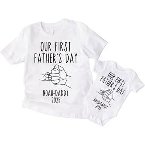 Personalized Our First Father's Day Matching Shirts, Dad and Baby Matching Outfits Father’s Day, Gifts for New Dad
