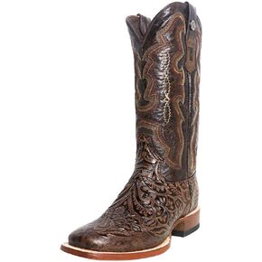Women's Embossed Floral Hand Tool in Chocolate Brown Cowgirl Boots