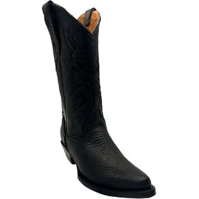 Women’s Genuine Leather Pointed Toe Mid Calf Black Western Boots