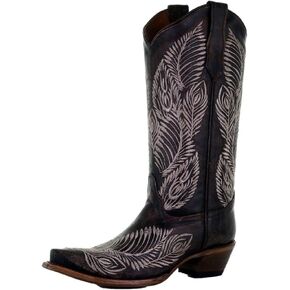 Circle G Women's Feather Embroidery Western Boot Snip Toe - L5790