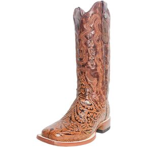 أداة اليد الزهرية المنقوشة للسيدات في Cognac Cowgirl Boot Cognac 8.5 B.