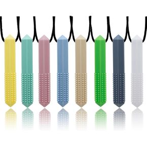 Chew Necklaces for Sensory Kids 8 Pcs Diamond Shape Sensory Chewy Toys for Autism Girls and Boys, ADHD Toddler, Adult