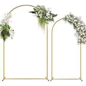 Wedding Arch Backdrop Stand, Set of 2 Gold Metal Arch Backdrop Stand (7.2FT and 6FT), Balloon Arch Stand for Wedding Ceremony Baby Shower Outdoor Indoor Birthday Party Graduation Decoration