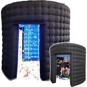 360 Photo Booth Machine with Inflatable Enclosure Tent,10ft Wide Wall Background,Led Light - Indoor Backdrop for Events
