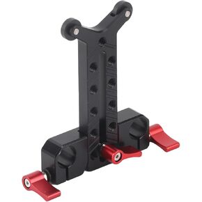 Long Lens Support, Aluminum Alloy Height Adjustable Long Lens Bracket with 15mm Rod Hole for Camera Rail