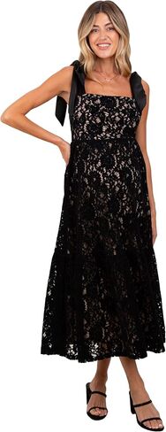 PinkBlush Velvet Lace Shoulder Bow Maternity Maxi Dress in Saudi Arabia