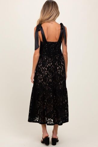 PinkBlush Velvet Lace Shoulder Bow Maternity Maxi Dress in Saudi Arabia