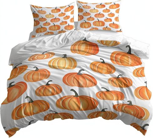 Toddler Duvet Cover 40 X 60 Inches - Watercolor Style Pumpkin, Brushed Microfiber Reversible Comforter Cover, 2 Pieces Soft & Breathable Beige Bedding Set with 1 Pillow Shams 20 X 30 Inches in Saudi Arabia