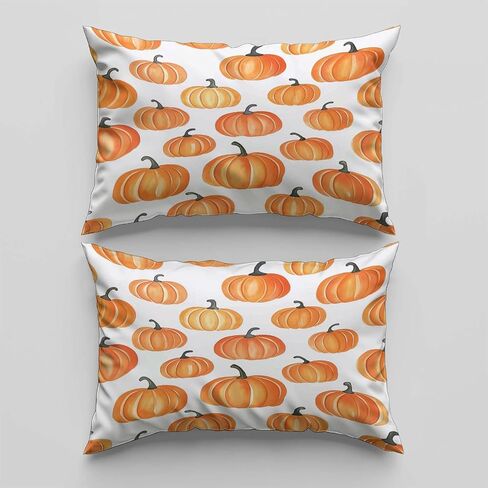 Toddler Duvet Cover 40 X 60 Inches - Watercolor Style Pumpkin, Brushed Microfiber Reversible Comforter Cover, 2 Pieces Soft & Breathable Beige Bedding Set with 1 Pillow Shams 20 X 30 Inches in Saudi Arabia