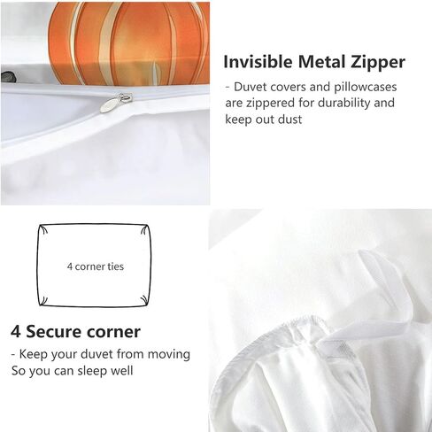 Toddler Duvet Cover 40 X 60 Inches - Watercolor Style Pumpkin, Brushed Microfiber Reversible Comforter Cover, 2 Pieces Soft & Breathable Beige Bedding Set with 1 Pillow Shams 20 X 30 Inches in Saudi Arabia