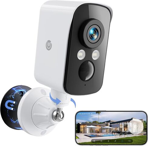 Wireless Outdoor Security Camera, 2.4G WiFi, Battery & Solar Powered, Magnetic Mount, AI Human Detection, Free 7-Day Cloud/SD, 2K, Night Vision, Siren, 2-Way Talk, IP65 in Saudi Arabia