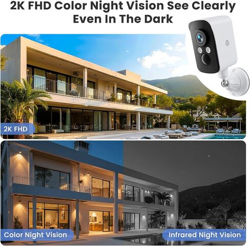 Wireless Outdoor Security Camera, 2.4G WiFi, Battery & Solar Powered, Magnetic Mount, AI Human Detection, Free 7-Day Cloud/SD, 2K, Night Vision, Siren, 2-Way Talk, IP65 in Saudi Arabia