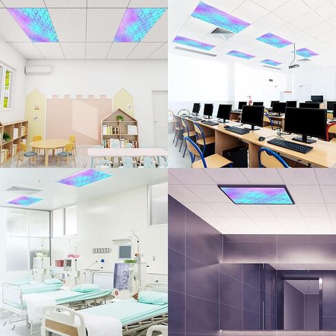 6 Pack Fluorescent Light Covers for Ceiling Lights Lion Giraffe Elephant Crocodile Zebra Snake Baby Seamless Magnetic Light Filters Diffuser Shade for Classroom Home Office School in Saudi Arabia