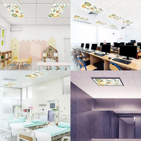4 Pack Fluorescent Light Covers for Ceiling Lights Cute Wild African Animals Including Lion Giraffe Elephant Magnetic Light Filters Diffuser Shade for Classroom Home Office School in Saudi Arabia