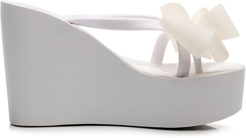 Lossarye Women's Bow Platform Wedge Flip Flops Summer Anti-Slip Comfortable Cute High Heel Slide Sandals Beach Thong Sandals in Kuwait