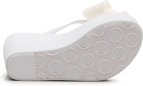 Lossarye Women's Bow Platform Wedge Flip Flops Summer Anti-Slip Comfortable Cute High Heel Slide Sandals Beach Thong Sandals in Kuwait