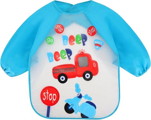 Accmor 4 Pack Long Sleeve Baby Bibs, Waterproof Sleeved Bib, Toddler Baby Girls Boys Smock Bibs for 6-36 Months in Saudi Arabia