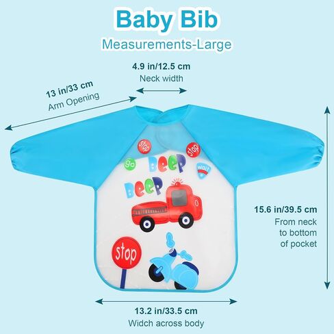 Accmor 4 Pack Long Sleeve Baby Bibs, Waterproof Sleeved Bib, Toddler Baby Girls Boys Smock Bibs for 6-36 Months in Saudi Arabia