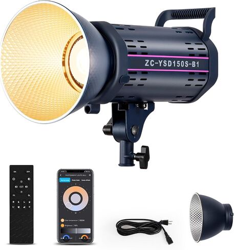 150W LED LED مع 2.4 جم والتحكم في التطبيق COB COL BI COLOR 2700K-6500K ، ≥13000LM ، CRI≥97 ، ضوء الاستوديو مع إضاءة مزدوجة طاقة suport للتصوير الفوتوغرافي ، الاستوديو ، والفيديو in Kuwait