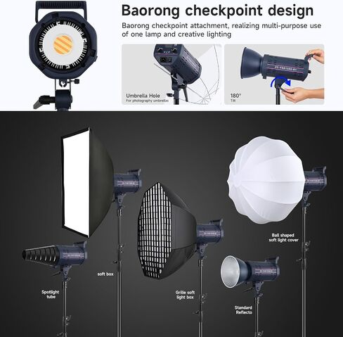 150W LED LED مع 2.4 جم والتحكم في التطبيق COB COL BI COLOR 2700K-6500K ، ≥13000LM ، CRI≥97 ، ضوء الاستوديو مع إضاءة مزدوجة طاقة suport للتصوير الفوتوغرافي ، الاستوديو ، والفيديو in Kuwait