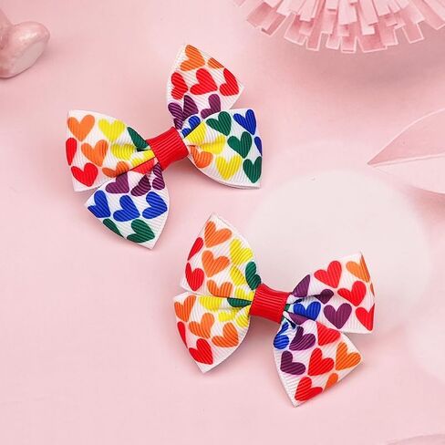 Baby Rainbow Snap Clips Bow Toddler Rainbows Clips Bowknot Infant Baby Rainy Bow JHP05 (2 pcs-i) in Saudi Arabia