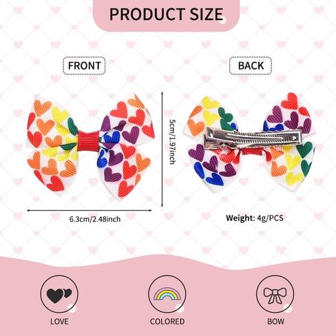 Baby Rainbow Snap Clips Bow Toddler Rainbows Clips Bowknot Infant Baby Rainy Bow JHP05 (2 pcs-i) in Saudi Arabia