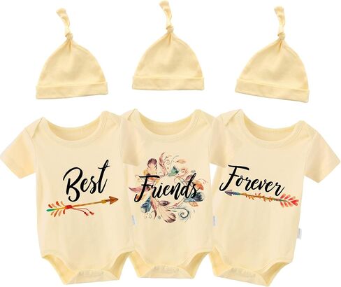 YSCULBUTOL Baby Triplets Bodysuits Baby Twins Bodysuit Best Friends Forever Triplets Clothes Cute Twins Outfit Set in Saudi Arabia