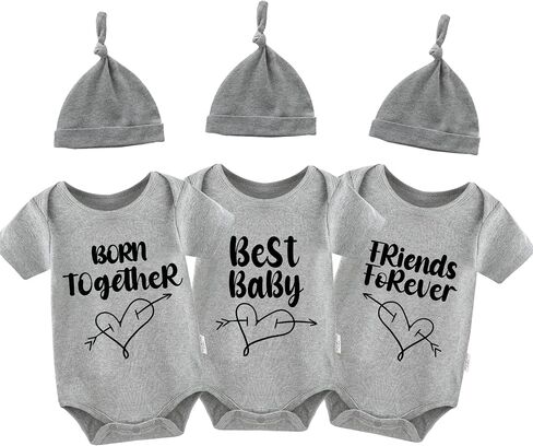 YSCULBUTOL Baby Triplets Bodysuits Baby Twins Bodysuit Best Friends Forever Triplets Clothes Cute Twins Outfit Set in Saudi Arabia