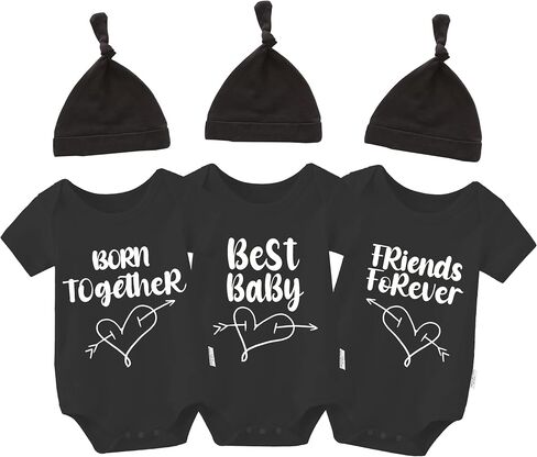 YSCULBUTOL Baby Triplets Bodysuits Baby Twins Bodysuit Best Friends Forever Triplets Clothes Cute Twins Outfit Set in Saudi Arabia
