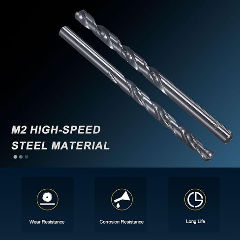 Patikil 1/4 بوصة الحفر ، Jobber Straight Shank M2 الصلب عالي السرعة 135 درجة أسود نيترينغ للمعادن الصلبة الفولاذ المقاوم للصدأ - 12 حزمة in Kuwait