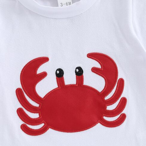 Toddler Little Boy Shorts Set Seafood Embroidered Short Sleeve T-shirts Plaid Elastic Waist Shorts Summer Clothes in Kuwait