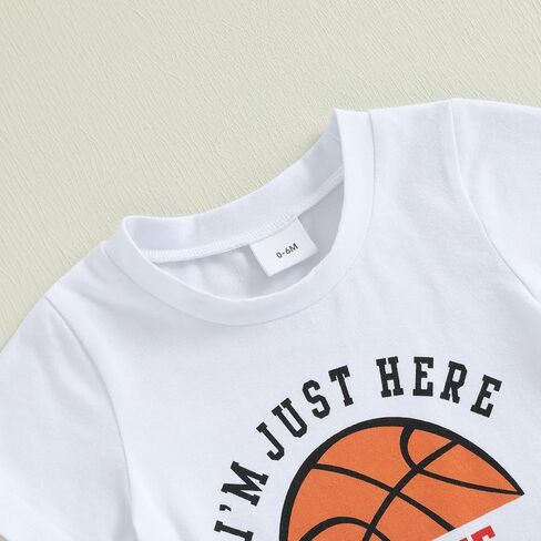 Toddler Infant Baby Boy Summer Outfit Basketball Print Short Sleeve T-Shirt Tops Shorts Set Game Day Sports Clothes in Saudi Arabia