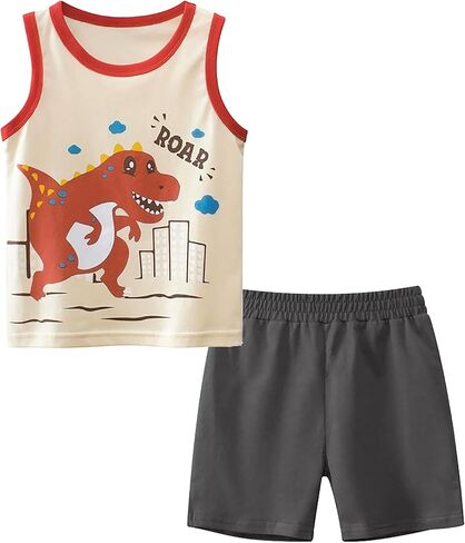 Toddler Boys Cotton Tank Top and Shorts Set ، Summer Outfit in Kuwait
