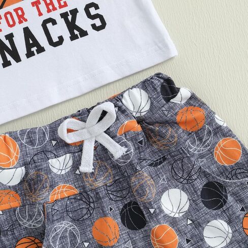 Toddler Infant Baby Boy Summer Outfit Basketball Print Short Sleeve T-Shirt Tops Shorts Set Game Day Sports Clothes in Saudi Arabia