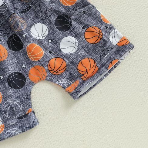 Toddler Infant Baby Boy Summer Outfit Basketball Print Short Sleeve T-Shirt Tops Shorts Set Game Day Sports Clothes in Saudi Arabia