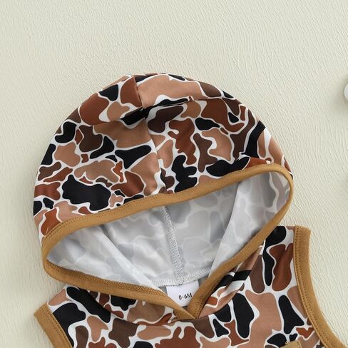 Baby Boy Clothes Camo Print Hooded Sleeveless Top and Drawstring Shorts Set 2Pcs Infant Toddler Summer Outfit in Saudi Arabia