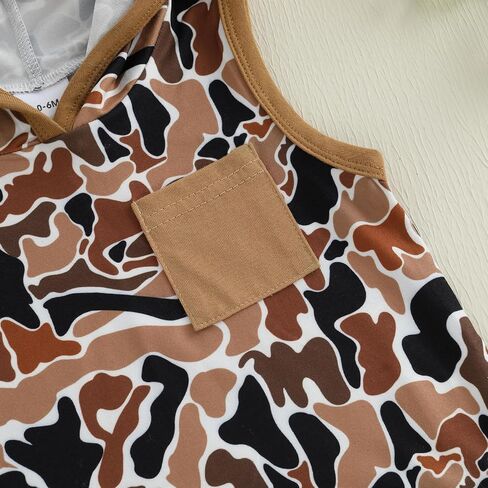 Baby Boy Clothes Camo Print Hooded Sleeveless Top and Drawstring Shorts Set 2Pcs Infant Toddler Summer Outfit in Saudi Arabia