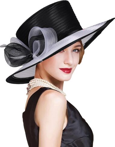 قبعات زفاف للسيدات للسيدات في Fedora Wide Brim - Derby & Tea Party Church Bridal Kentucky Hats Flat Flat in Saudi Arabia