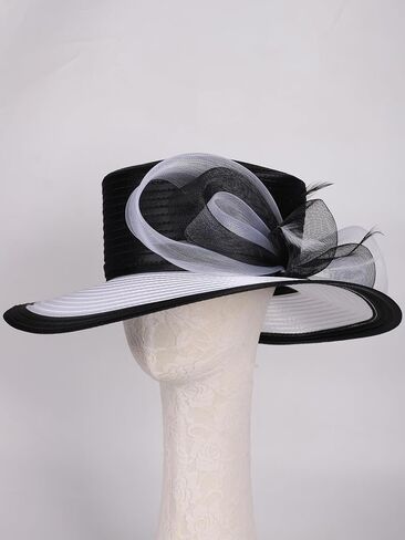 قبعات زفاف للسيدات للسيدات في Fedora Wide Brim - Derby & Tea Party Church Bridal Kentucky Hats Flat Flat in Saudi Arabia