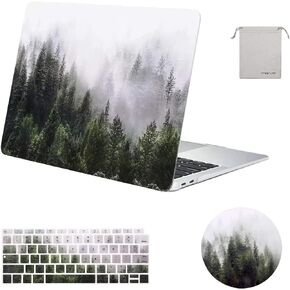MOSISO Compatible with MacBook Air 13 inch Case 2022 2021 2020 2019 2018 Release A2337 M1 A2179 A1932 Retina Display, Plastic Pattern Hard Shell Case&Keyboard Cover&Mouse Pad&Storage Bag, Green Forest