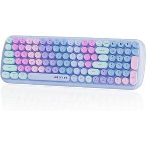 لوحات مفاتيح بلوتوث ملونة من UBOTIE، 100 مفتاح لاسلكي بألوان قوس قزح متدرجة اللون ولوحة مفاتيح مرنة للكمبيوتر اللوحي والهواتف المحمولة والكمبيوتر الشخصي (أرجواني ملون جديد) in Kuwait