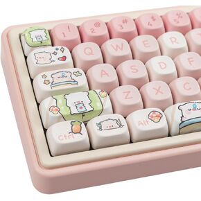Hyekit PBT Keycaps for Mechanical Keyboard - 145 Keys Pink Pig Keycaps, Dye-Sublimation Cute Keycaps MOA Profile Custom Keycaps for Cherry Gateron MX Switches, for Mac Windows PC Keyboard