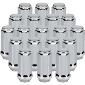 MuHize 1/2-20 Lug Nuts - 20pcs Upgraded Chrome Wheel Lug Nut Kit(2024 New), 1.89inch Tall Bulge Acorn Nut 1/2inch-20 3/inch Hex Closed End, Compatible with Jeep Wrangler TJ YJ CJ JK Trucks Ford