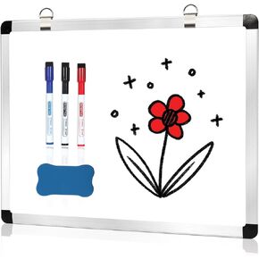 Double Sided Whiteboard, 12 x 16 Inch Dry Erase Whiteboard for Wall, Ultra-Thin Hanging Board with Magnetic Surface, Including 3 Markers, Ideal for Office, Home (Double Sided Whiteboard)