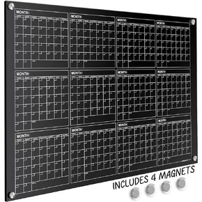 Glass Whiteboard Calendar Yearly Planner White Board Calendar Dry Erase Board 34"x46" Dry Erase Calendar for Wall Monthly Glass Calendar Whiteboard Home Office Large Wall Calendar 2024