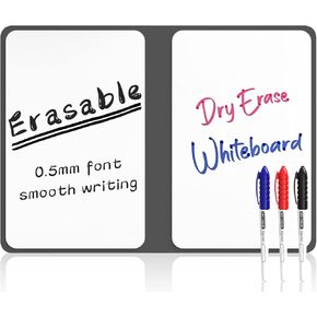 Whiteboard Notebook, Portable Dry Erase White Board, Erasable Reusable Whiteboard with 3 Color Marker Pens for Meeting, Business, Office, Home in Kuwait