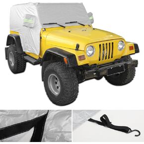 JeCar Waterproof Car Cover, Indoor Outdoor All Weather Tail Cover UV Protection Compatible with Jeep Wrangler 1997-2006 TJ LJ, Exterior Accessories