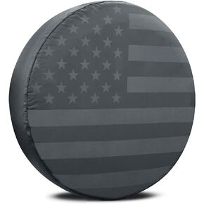 BDK Black & Gray American Flag Spare Tire Cover for 16, 17 Inch Wheels Fits Jeep Wrangler SUVs Campers RV Accessories All Weather Premium Wheel Cover