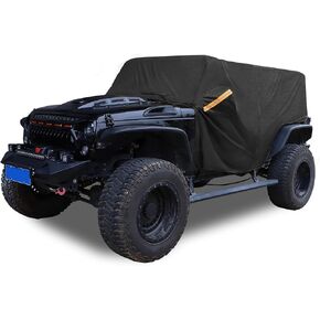 X AUTOHAUX SUV Car Cover Cab Cover Fit for Jeep Wrangler JK JL Hardtop 2 Door 2007-2021 Outdoor Sun Dust Wind Snow Protection 210D Oxford with Driver Door Zipper Black